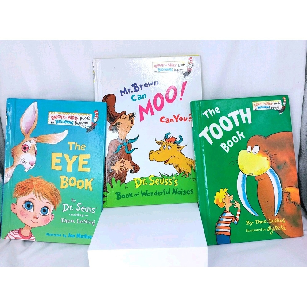 Lot of 3 Dr Seuss Bright and Early Books The Eye, The‎ Tooth, Mr Brown Can Moo